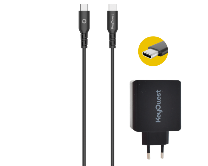 Kit maison chargeur 65W + Câble USB-C noir