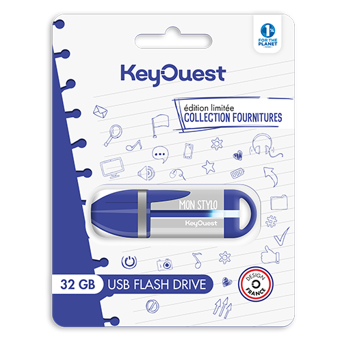 clé USB 32 Go stylo bleu Keyouest